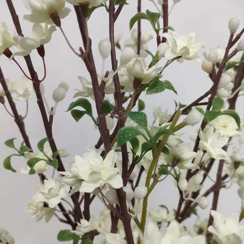 Vista 3 de ATFL Flores artificiales de ciruelo, 6 piezas de flores de cerezo rosa claro, ramas falsas para jarrón, tallos de flor de cerezo sintético