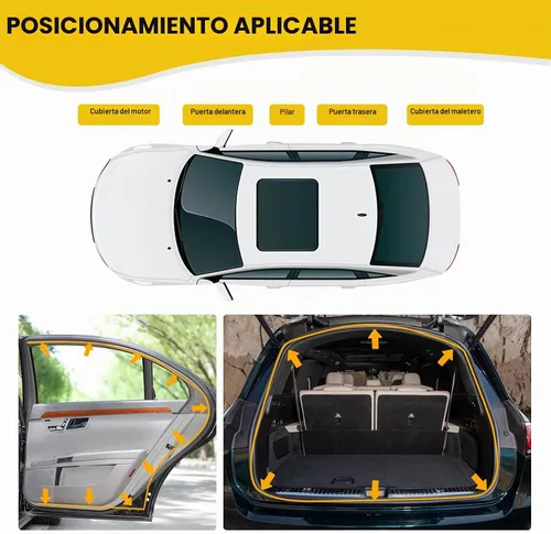 Vista 6 de Tira de sellado de puerta de automóvil de 32.8 pies, burlete meteorológico de automóvil de doble capa con forma, goma autoadhesiva