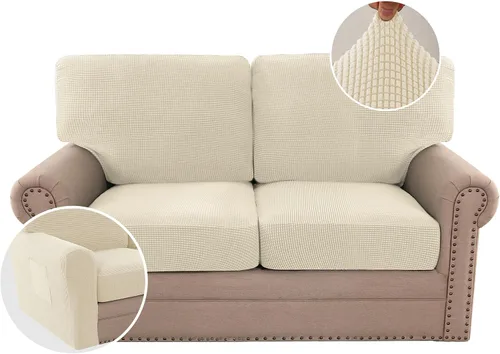 Vista 60 de H.VERSAILTEX Fundas elásticas para sillas de varias piezas, fundas para cojines ajustables para asiento y respaldo