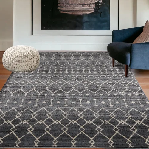 Vista 19 de Fashionwu Alfombra redonda geométrica gris de 4 pies, lavable a máquina, antideslizante, estilo moderno, tamaño adulto