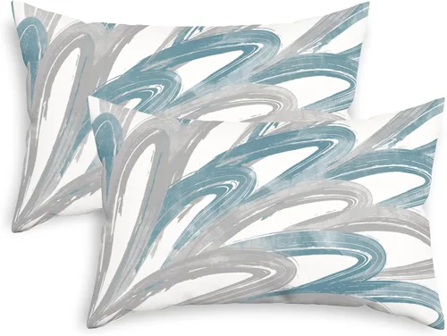 Vista 20 de CaliTime Juego de 2 fundas de almohada decorativas de vellón de dos tonos con plumas abstractas para sofá, cama, decoración de casa rural, 16 x 16