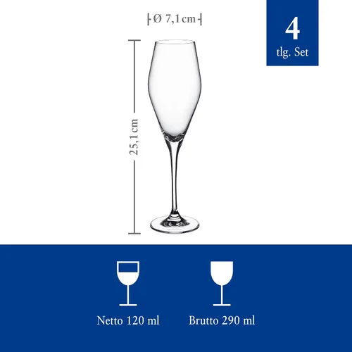 Vista 3 de Villeroy & Boch La Divina - Copa de champán, juego de 4 vasos de vidrio