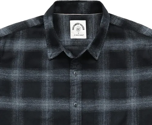 Vista 3 de Dubinik Camisa de franela para hombre, casual, con botones, para trabajo, suave, de algodón, ligera, de franela a cuadros, de manga larga