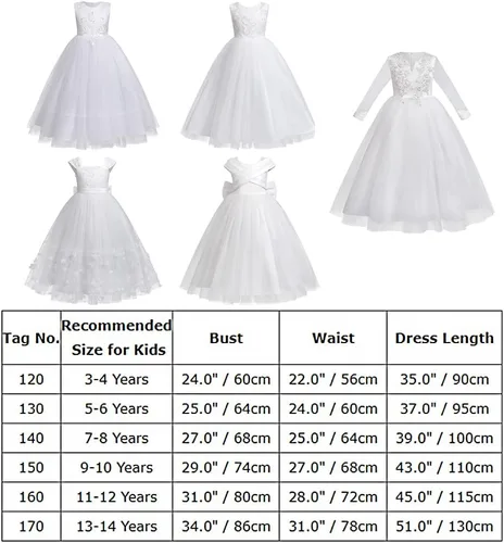 Vista 7 de IDOPIP Vestidos blancos de primera comunión para niñas, vestido largo de tul para boda, dama de honor, concurso, cumpleaños, bautizo, fiesta