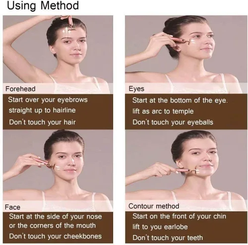 Vista 6 de GOODYBUY - Masajeador facial de pulso dorado de 24 quilates, con forma de T, herramientas de masaje facial para piel sensible, estiramiento firme