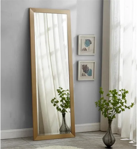 Vista 3 de Meridian Furniture 455-M Hepburn Collection Modern Espejo contemporáneo, oro cepillado, 25 pulgadas de ancho x 1 pulgada de profundidad x 72