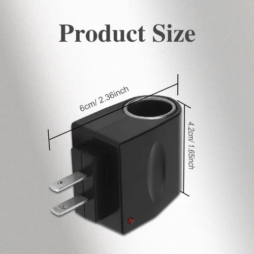 Vista 2 de Convertidor universal de enchufe de encendedor de cigarrillos de CA a CC, 120V/110V a 12V AC/DC adaptador de encendedor de cigarrillos a enchufe