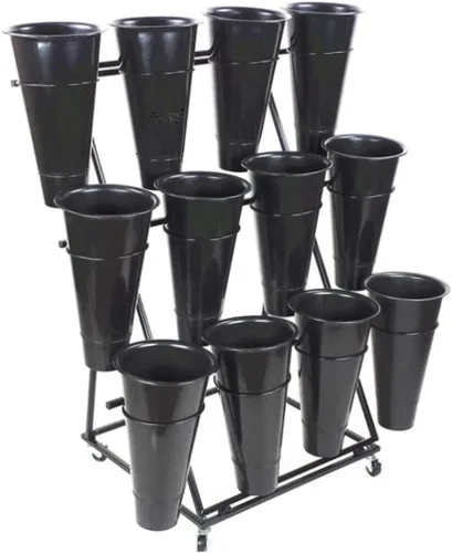 Vista 4 de Soporte de exhibición de flores, soporte de metal para plantas con cubos, estante de carrito de plantas móviles de alta resistencia, para patio