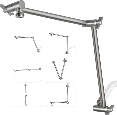 Vista 14 de G-Promise Brazo de Extensión para Cabezal de Ducha de 13 Pulgadas, Extensor de Latón Macizo Ajustable en Altura y Ángulo, Eleva o Baja la Ducha