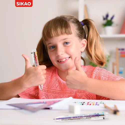 Vista 6 de Bolígrafos multicolores: paquete de 6 bolígrafos divertidos de arcoíris, premios para niños, bolsas de regalo, regalos de Navidad y fiesta