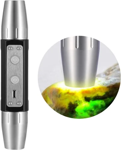 Vista 4 de eecoo Linterna LED experta de jade, linterna recargable USB, 6 fuentes de luz de doble cabeza, 6 modos de iluminación para detectar jade, joyas