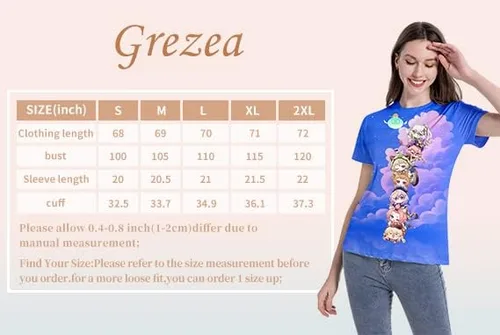 Vista 7 de Genshin Impact - Camiseta para mujer, camisetas de Hu Tao con manga corta para fanáticos unisex, patrones de impresión vivos y duraderos