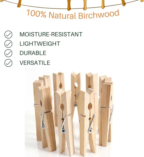 Vista 2 de LOTIMOYIA Pinzas de madera para ropa, 3.55 pulgadas, paquete de 46