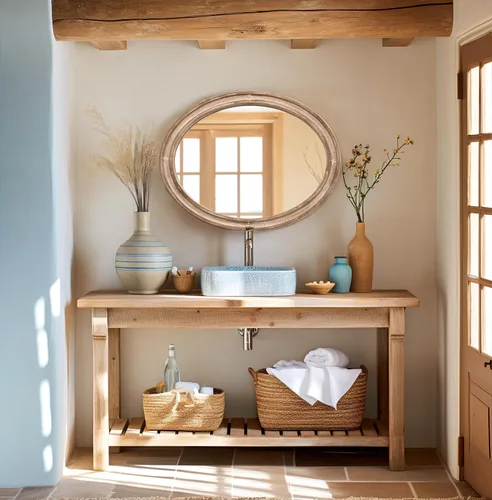 Vista 6 de Sawsile Espejo de madera ovalado, espejos naturales de madera de granja rústicos de 24x30 pulgadas para tocador, dormitorio, baño, sala de estar