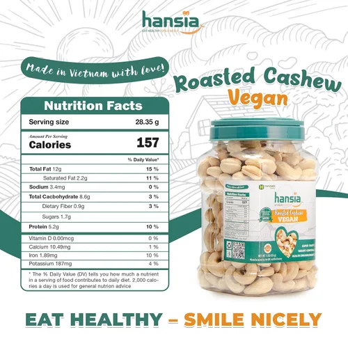 Vista 2 de Hansia Anacardos veganos keto Kosher orgánicos, superalimentos secos sin sal, sin gluten, frescos, saludables, bajos en sodio, ricos en proteínas