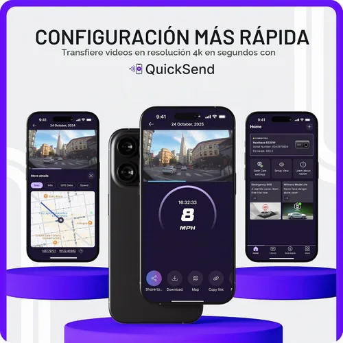 Vista 2 de Nextbase 622GW Cámara de salpicadero con tarjeta Micro SD de 128GB incluida - Cámara de salpicadero para autos con grabación automática 4K 30fps UHD