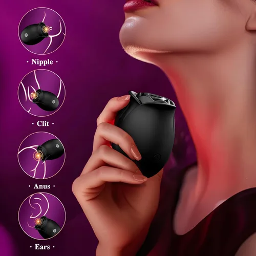 Vista 4 de Vibrador de succión de juguete sexual de rosas, juguetes para adultos con 9 modos de succión y vibración, juguetes sexuales impermeables