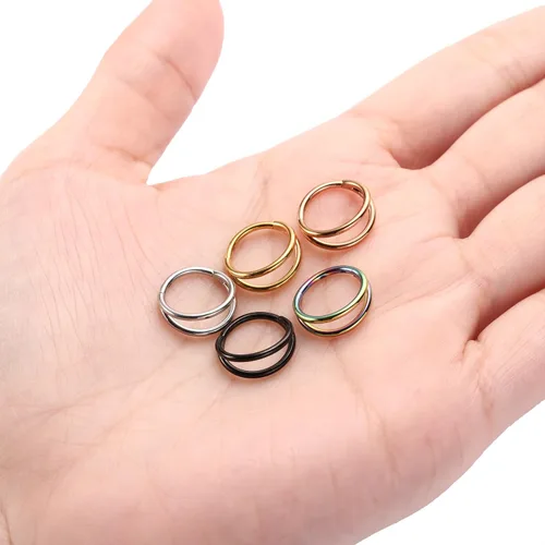 Vista 2 de PEAKLINK 316L Anillo Clicker de Segmento con Bisagra Sin Costuras Aro para Nariz Septum Hélix Conch Joyería de Piercing 5PCS Aretes de Aro Daith