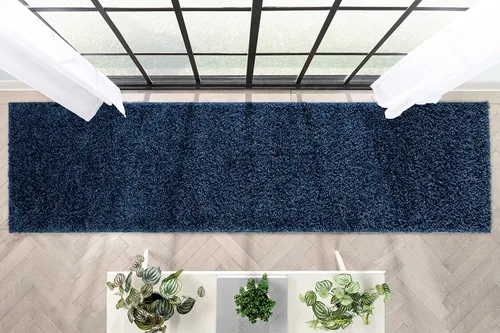 Vista 2 de 3Well Woven Elle Basics Emerson Shag Camino de pasillo, texturizado, azul oscuro, de 3 x 10, 2'7" x 9'6