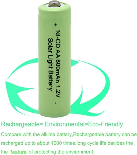 Vista 15 de QBLPOWER Ni-CD AA 800mAh 1.2V batería recargable para luces solares al aire libre lámpara jardín patio césped (8 piezas)