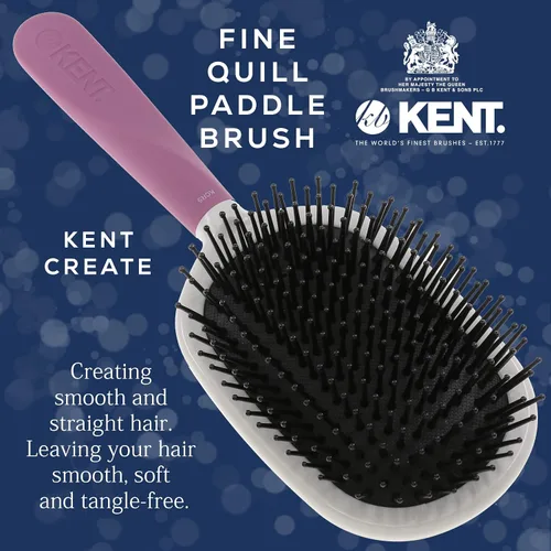 Vista 4 de Kent KCR5 "Create" - Cepillo acolchado grande para alisar y alisar todo tipo de cabello, cepillo desenredante con mango ergonómico morado y cerdas