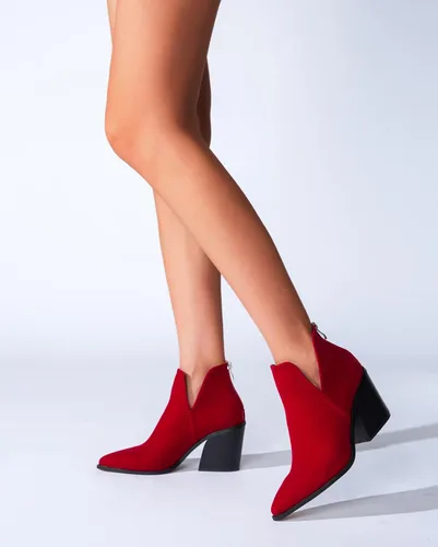 Vista 4 de DADAWEN - Botines de gamuza para mujer con cremallera lateral y tacón alto