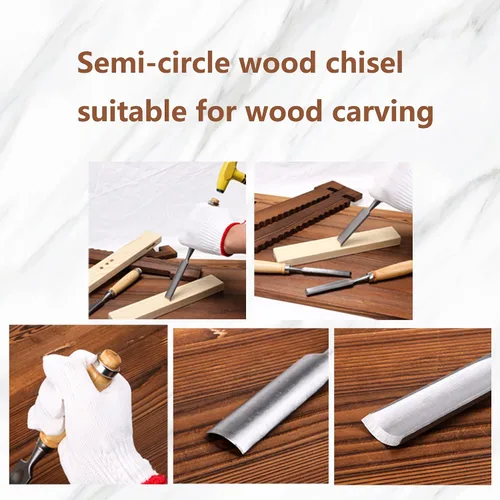 Vista 6 de Mxfans Cincel de madera semicírculo para tallar la carpintería, cincel para carpintería con borde interior, herramienta de cincel de mano