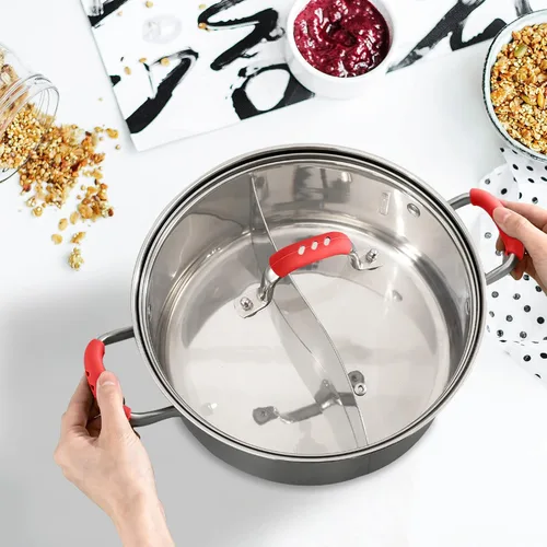 Vista 6 de 2 fundas de mango de silicona de 3 x 0.8 pulgadas, fundas de mango de sartén de hierro fundido, aislantes de calor, funda antideslizante para Rojo