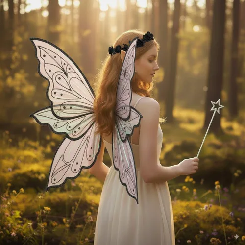 Vista 2 de Alas grandes de hadas doradas para adultos, alas transparentes y brillantes, disfraz de hada de mariposa, disfraz de Halloween, alas de ángel