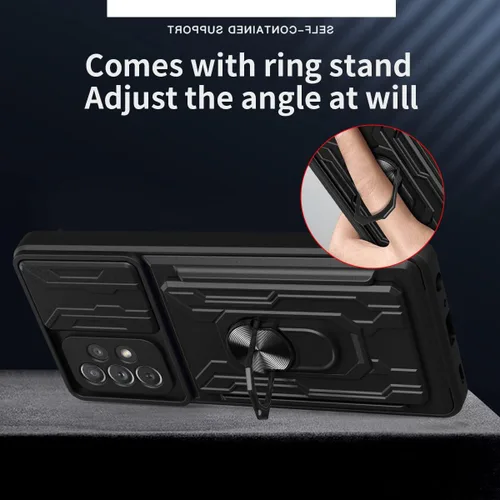Vista 3 de CCSmall Funda para Samsung Galaxy A32 4G (no 5G) con soporte para tarjetas, funda de protección resistente con anillo magnético, función atril