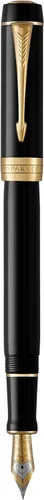Vista 5 de Pluma estilográfica Parker Prestige, cincelada, de rutenio, fina (1931333), Negro/Dorado (Classic Black with Gold Trim) M