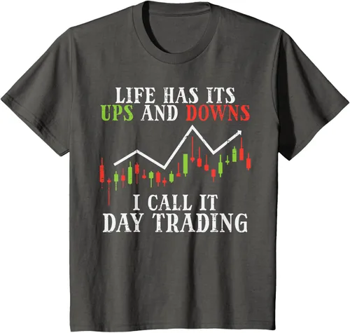 Vista 75 de Life Ups And Downs Day Trading Crypto Stock Market Trader T-Shirt, Negro