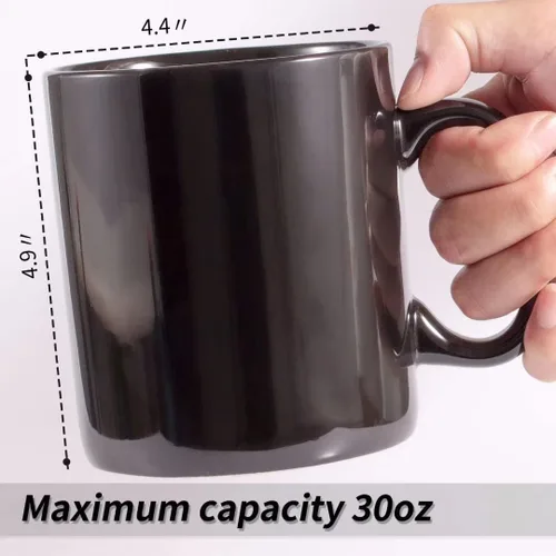 Vista 3 de BYCNZB Juego de 2 tazas de café de cerámica súper grandes de 30 onzas (negro)
