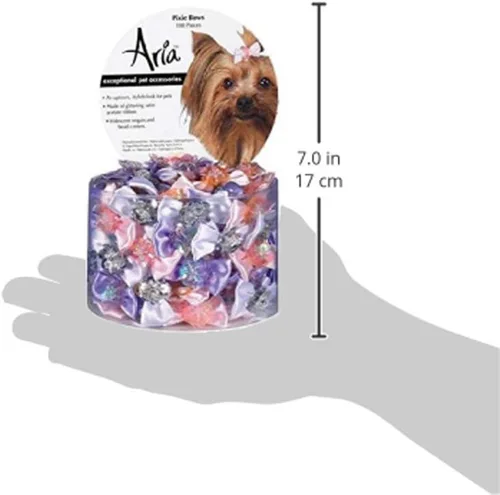 Vista 5 de Aria Pixie Bows para perros, recipientes de 100 piezas