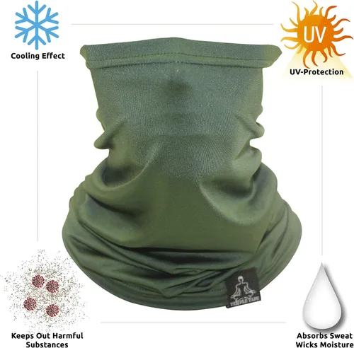 Vista 2 de Temple Tape - Polaina de cuello para hombre y mujer, máscara facial multiusos para correr, protección UV