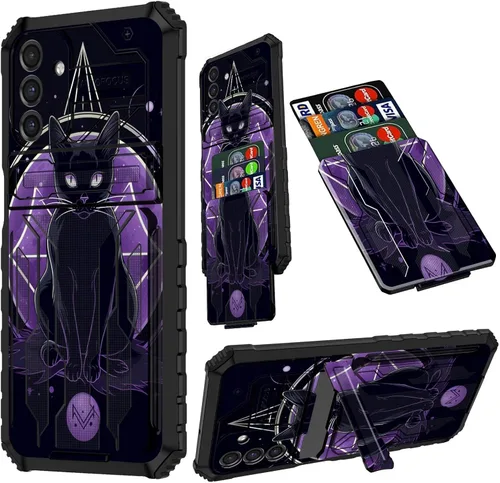 Vista 39 de Funda para Samsung A13 5G, Galaxy A13 5G con tarjetero desmontable atril resistente a prueba de golpes funda protectora para Samsung Galaxy A13 Gato