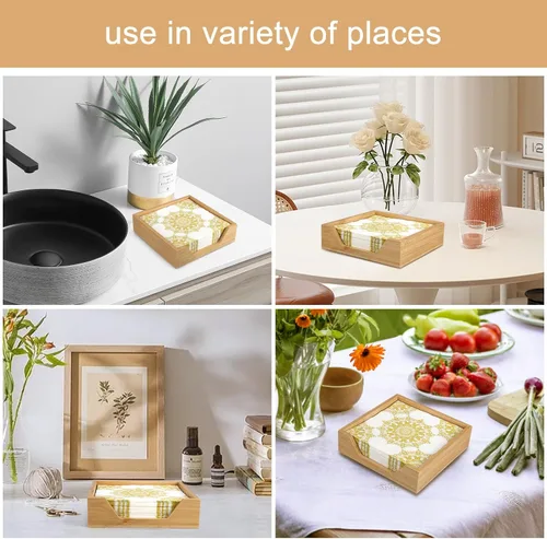 Vista 8 de [Usado] Servilletero de bambú para mesa de baño, bandeja para toallas de invitados, bandeja de servilleteros planos de cocina, servilleteros