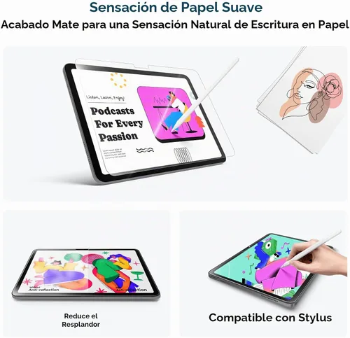 Vista 6 de MOBDIK Paperfeel - Protector de pantalla de cristal para iPad Air 11 M4 / M3 / M2