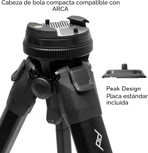 Vista 5 de Peak Design Trípode de viaje, aluminio, diseño compacto, configuración rápida y desmontaje, estabilidad profesional, cabeza de bola ergonómica