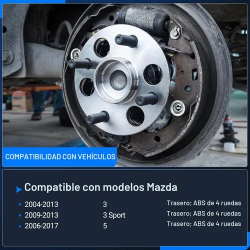 Vista 2 de Autoround 512347 Conjunto de cubo de rueda trasera para Mazda 3 2004-2013 Compatible con Mazda 3 Sport 2009-2013, Mazda 5 2006-2017, solo ABS de 4