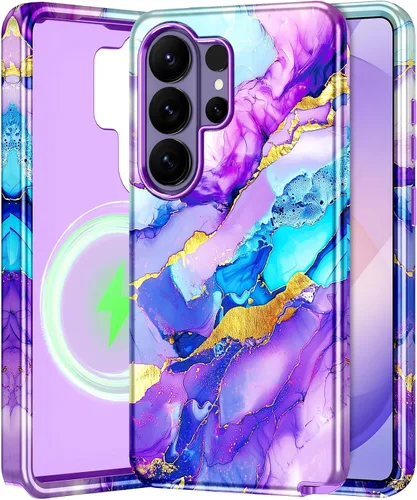 Vista 78 de Btscase para Samsung Galaxy S25, [Probado contra caídas de grado militar] Funda protectora de diseño de patrón de mármol, resistente, delgada