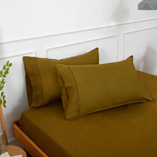 Vista 2 de S VICTORY SYMBOL Juego de 2 fundas de almohada 100 % lino natural francés de 20 x 30 pulgadas, fundas de almohada suaves y duraderas, color verde