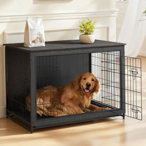 Vista 14 de Feandrea Mueble de Jaula para Perros, Mesa Auxiliar Lateral de 27.2 Pulgadas, Perrera Moderna para Perros en Interior hasta 30 lb, Jaula para Perros