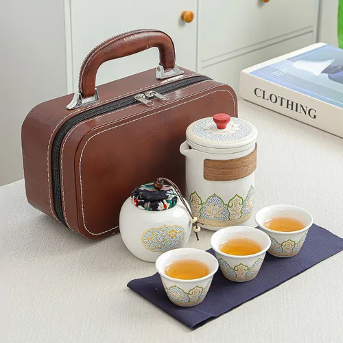 Vista 11 de Juego de té de viaje portátil de cerámica, el mejor regalo para la temporada de graduación, día de la madre, día del padre, Navidad, Halloween