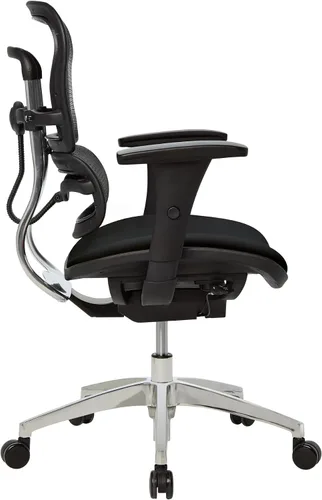 Vista 6 de WorkPro® Serie 12000 - Silla ergonómica de malla y tela con respaldo medio, color negro y negro, compatible con BIFMA