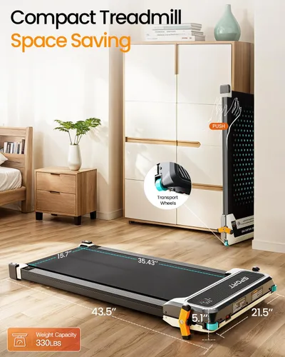 Vista 6 de AKLUER Caminadora Plegable con Inclinación – Caminadora 2 en 1 de Doble Cara para Debajo del Escritorio con Masajeador de Pies Shiatsu, Caminadoras