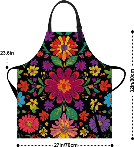Vista 3 de Delantal de cocina para el hogar, cocina, horneado, jardinería, para mujeres y hombres, con bolsillos, delantal impermeable, 32 x 28 pulgadas