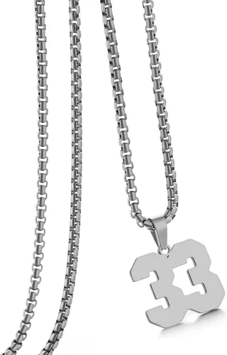 Vista 137 de Collar de Número Dorado para Hombre, Cadena de Acero Inoxidable con Colgante de Número para Atletas, Joyería Deportiva Personalizada para Niños