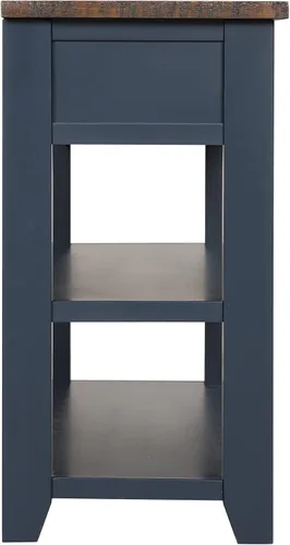 Vista 6 de LUMISOL Mesa consola de madera de granja con cajones y estantes de almacenamiento, mesa de sofá de entrada, mesa de pasillo, parte superior azul +