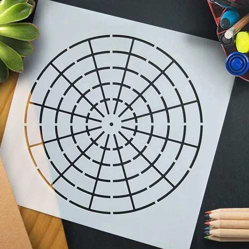 Vista 5 de 5 plantillas de mandala de plástico para pintar, herramienta de punteado de mandala 8/12/16 segmentos, plantilla de pared creativa de mandalass